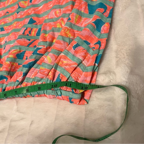 Lilly Pulitzer XS Carmine Pink Tropical Stripe Batwing Cinched Waist Mini Dress - Picture 6 of 9